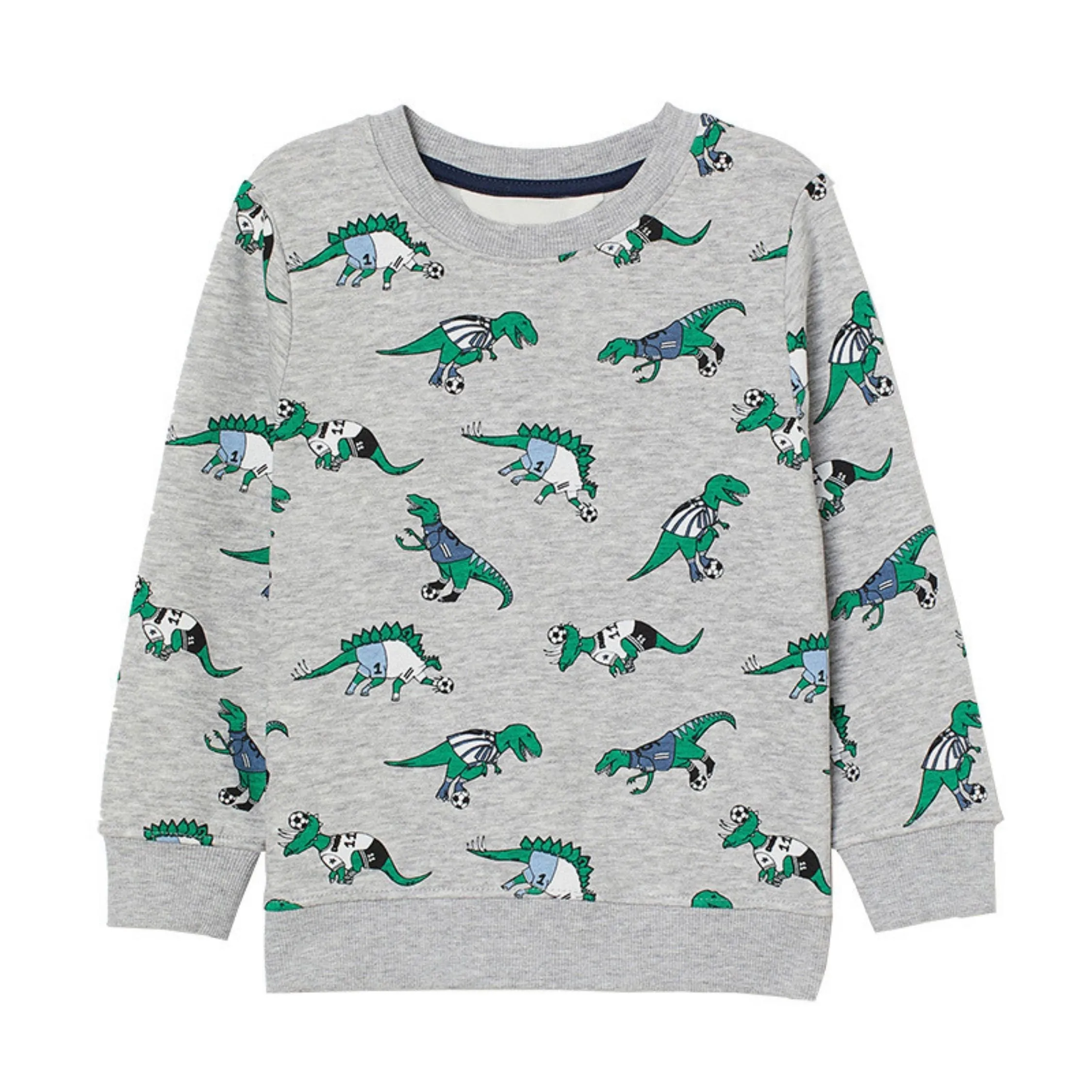 Green Dinosaur Patterned Sweat Shirt,Gray