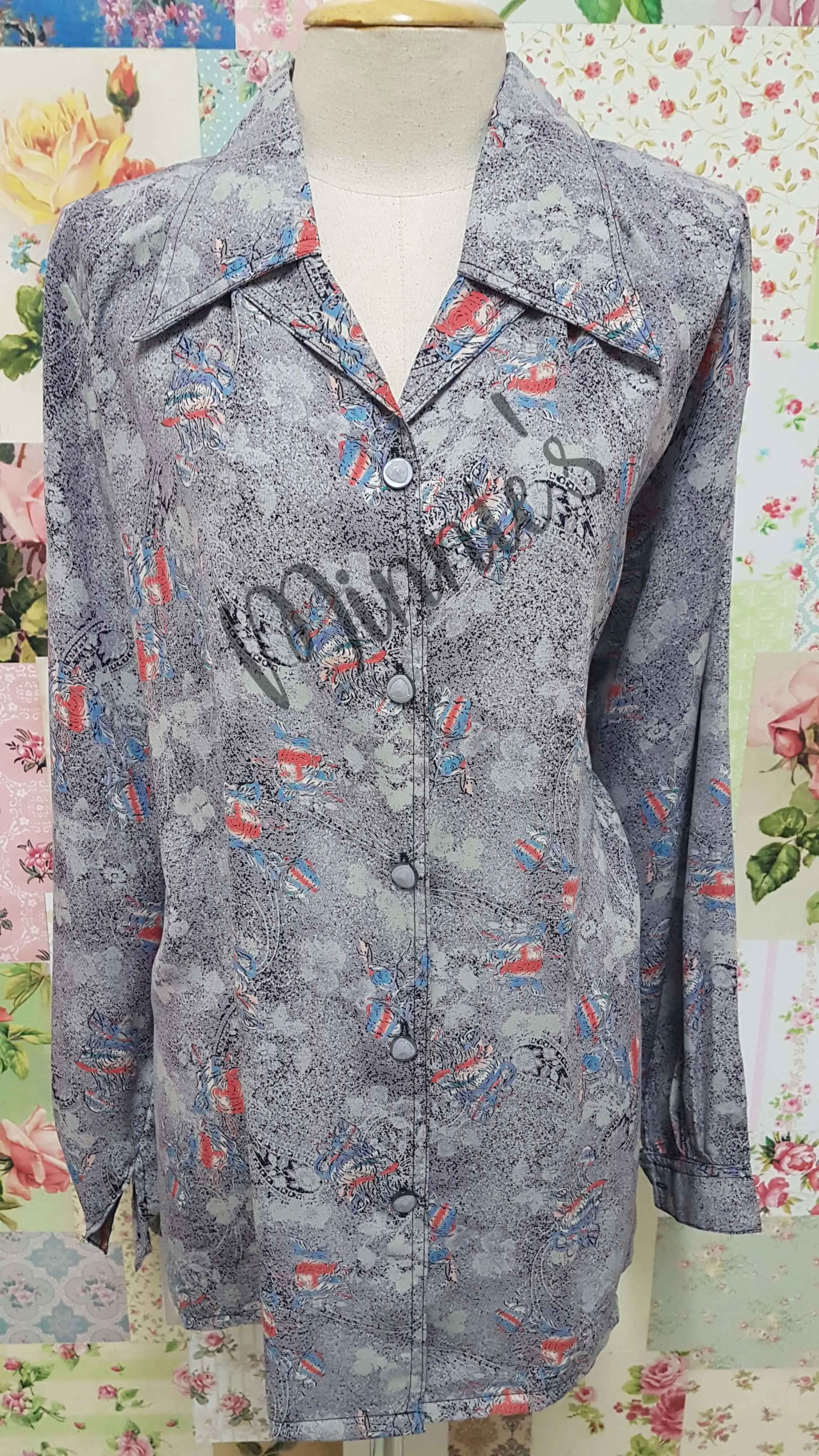 Grey Printed Blouse BK0440