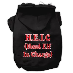 Head Elf In Charge Screen Print Pet Hoodies Black Size XS (8)