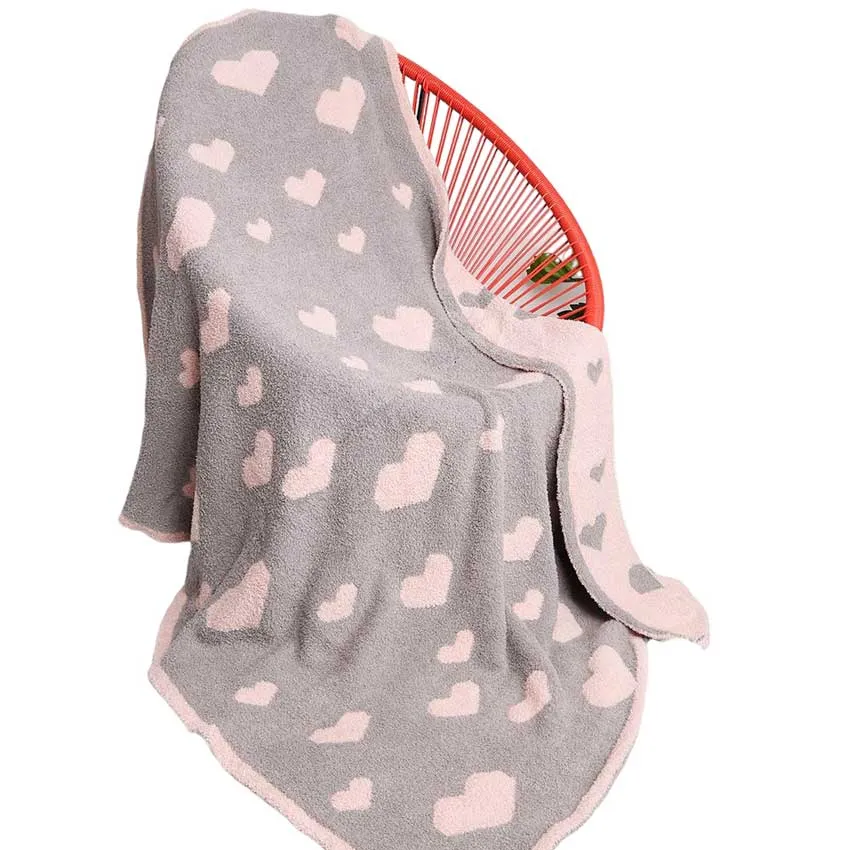 Heart Patterned Reversible Throw Blanket