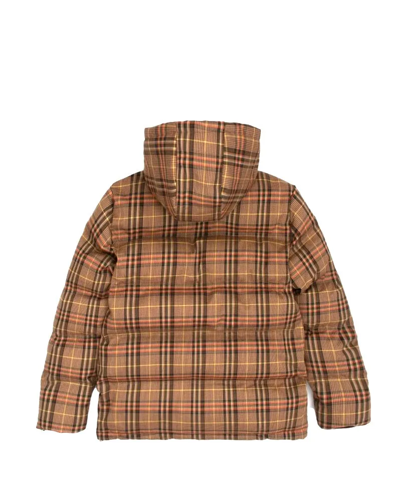 HIKERDELIC Calland Plaid Puffer Jacket Brown Plaid