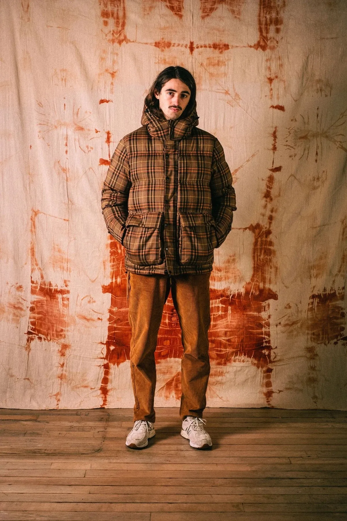 HIKERDELIC Calland Plaid Puffer Jacket Brown Plaid