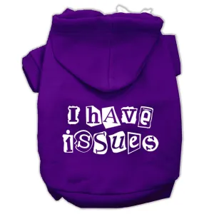 I Have Issues Screen Printed Dog Pet Hoodies Purple Size XL (16)