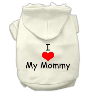 I Love My Mommy Screen Print Pet Hoodies Cream Size Med (12)