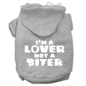 I'm A Lover Not A Biter Screen Printed Dog Pet Hoodies Grey Size Lg (14)