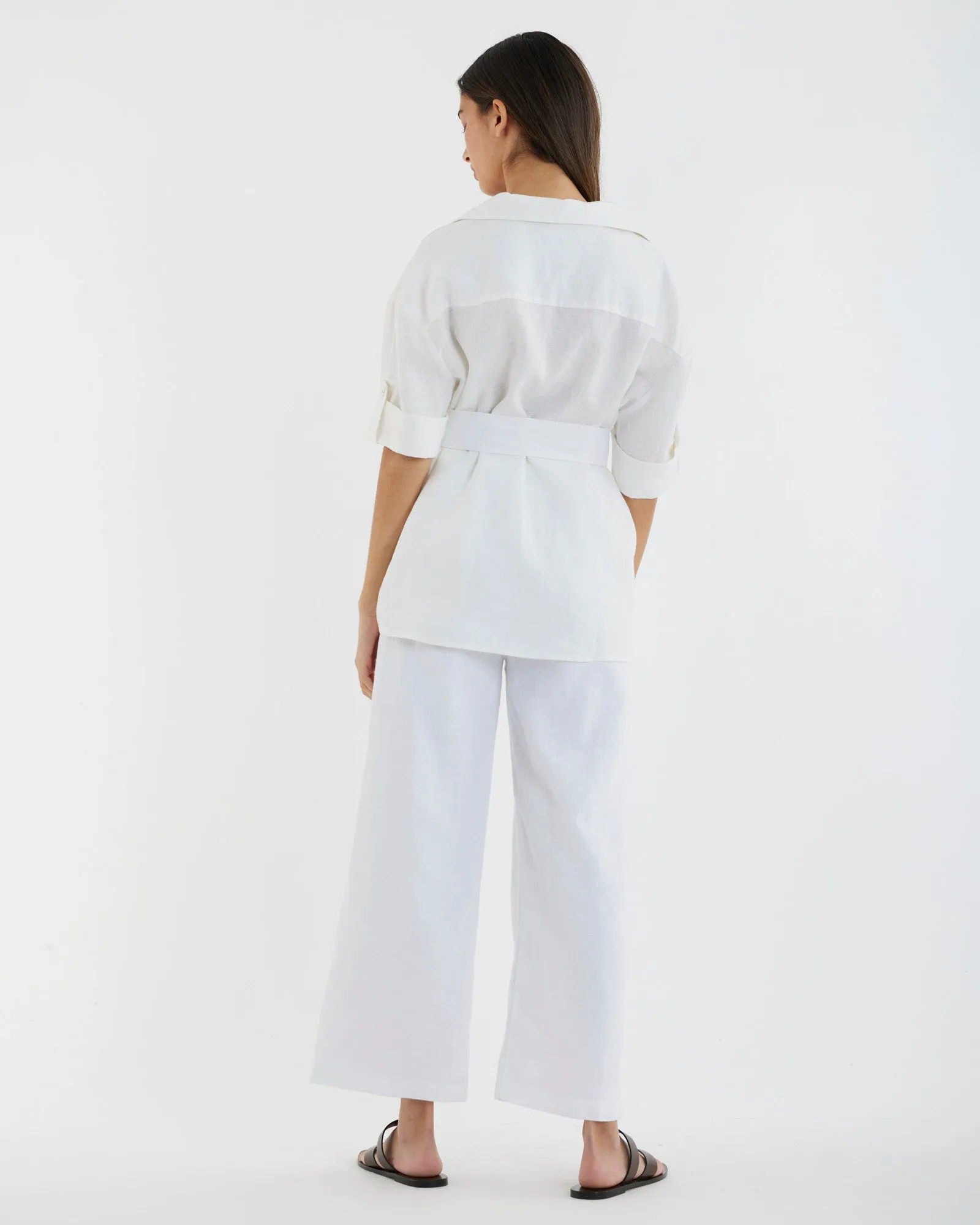 Jade Oversized Linen Shirt - White