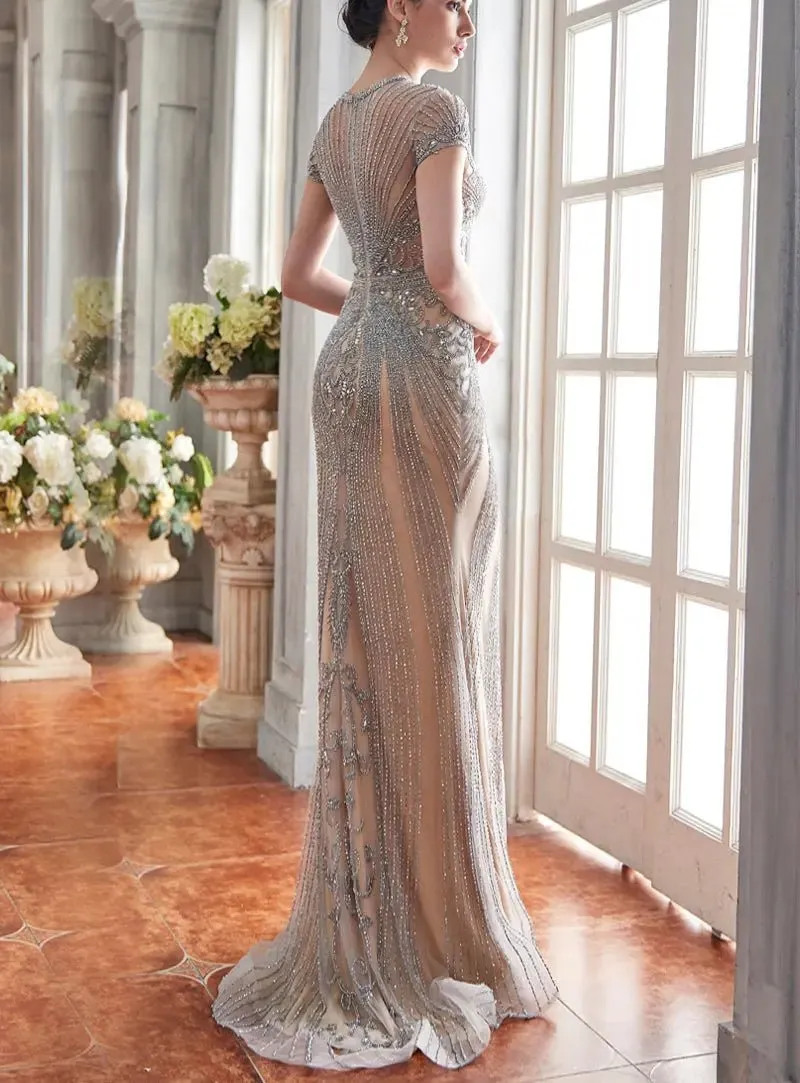 Leona Luxury Illusion Beading Prom Gown