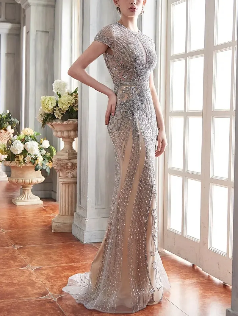 Leona Luxury Illusion Beading Prom Gown