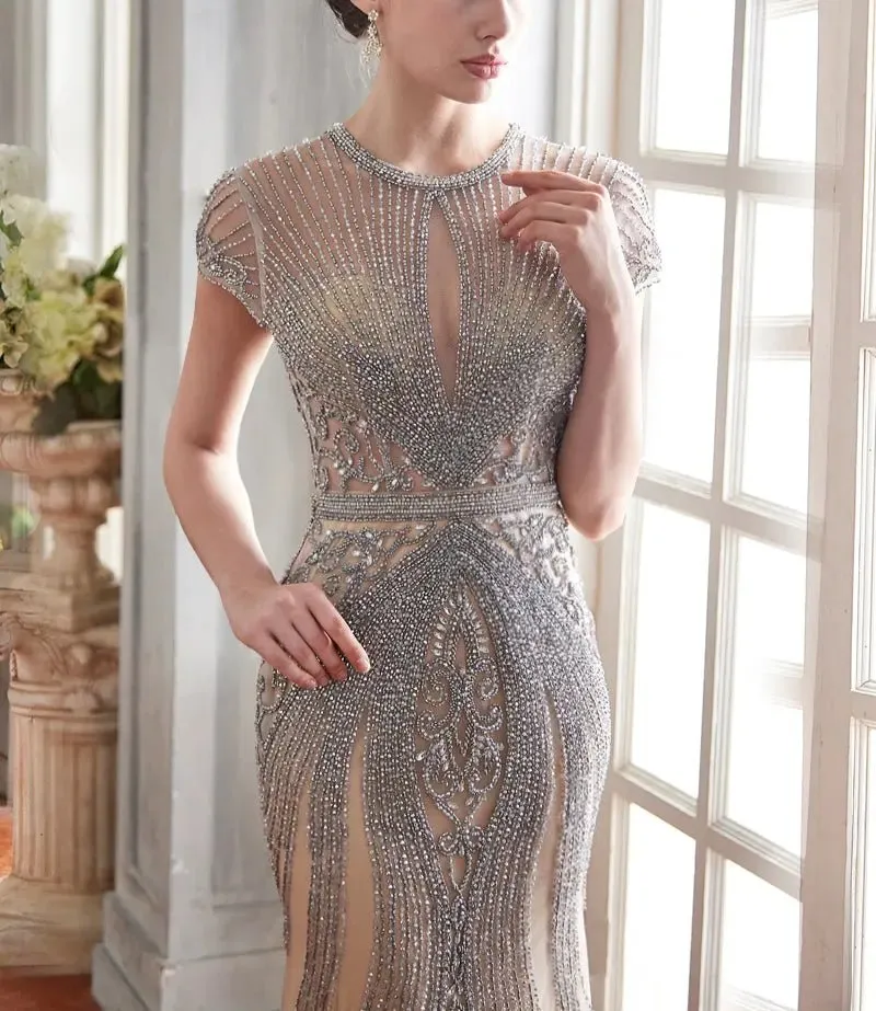 Leona Luxury Illusion Beading Prom Gown