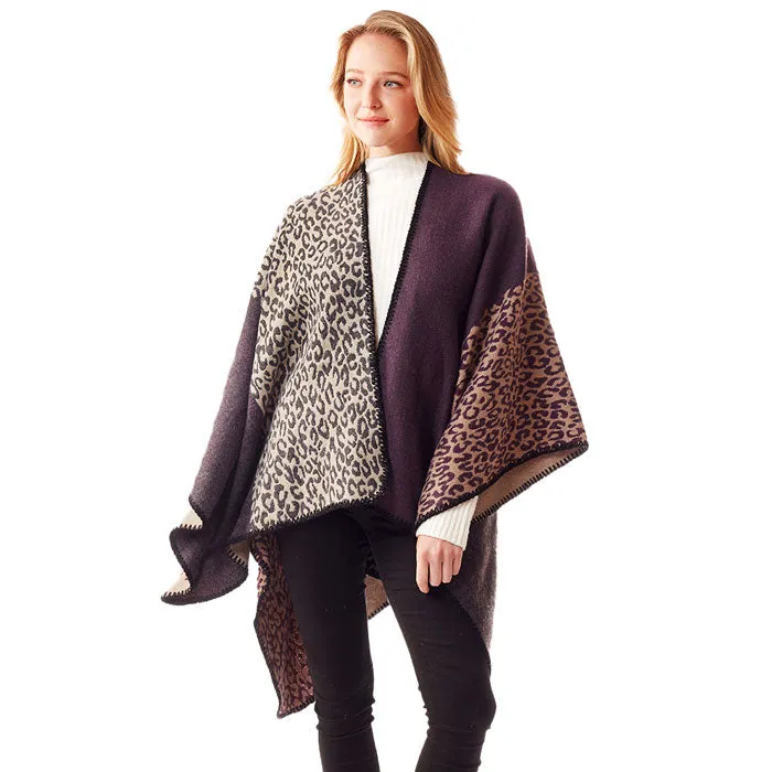 Leopard Patterned Stitch Ruana Poncho