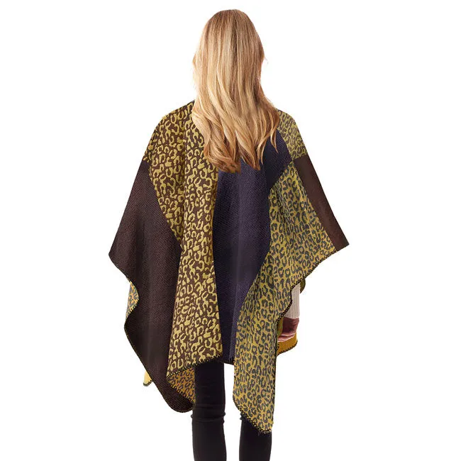 Leopard Patterned Stitch Ruana Poncho