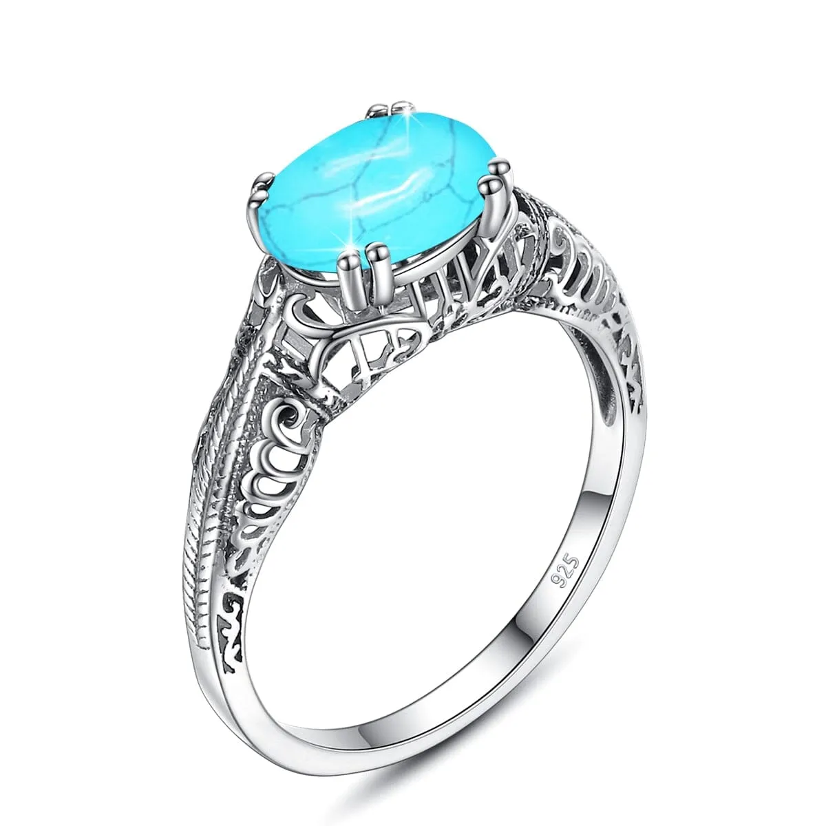 Luxury Big Oval Vintage Aquamarine Ring