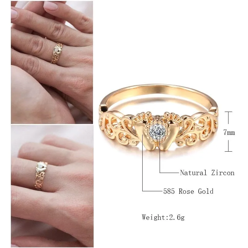 Luxury Hollow Crown Rose Gold Ring