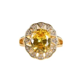 Luxury Oval Citrine Gemstone Ring - 925 Sterling Silver