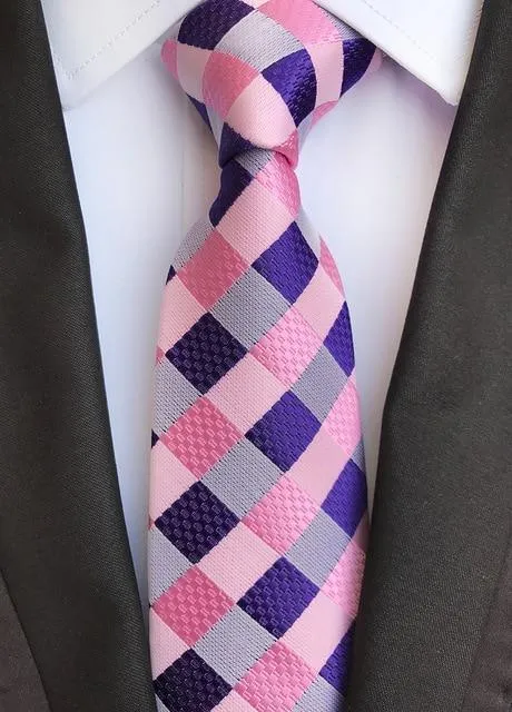 Luxury Silk Necktie, Striped, Plaid