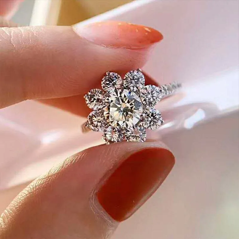 Luxury Sun Flower Diamond Ring