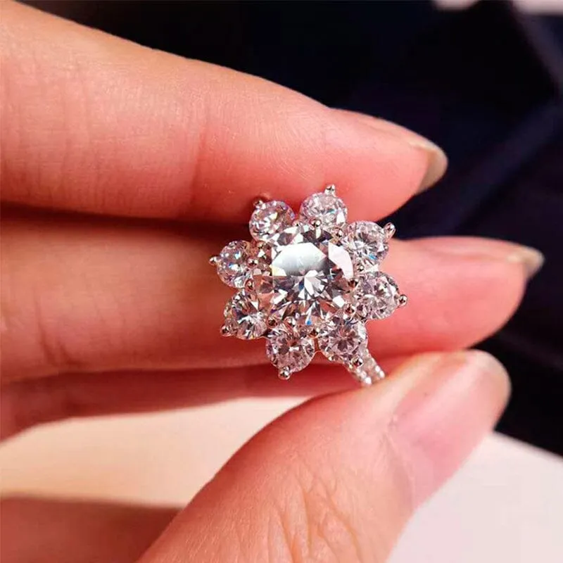 Luxury Sun Flower Diamond Ring