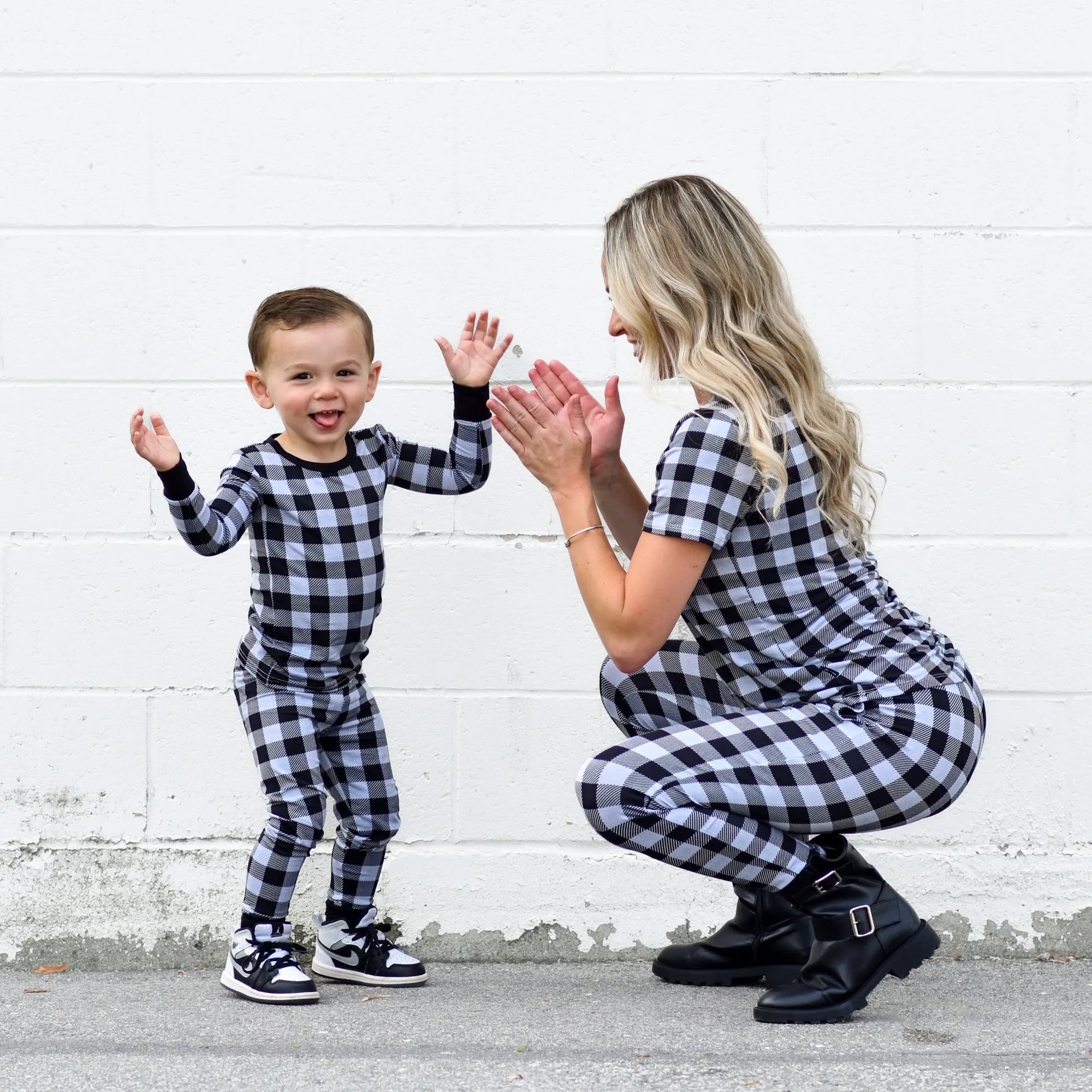 MAMA JOGGERS- Grey Buffalo Plaid