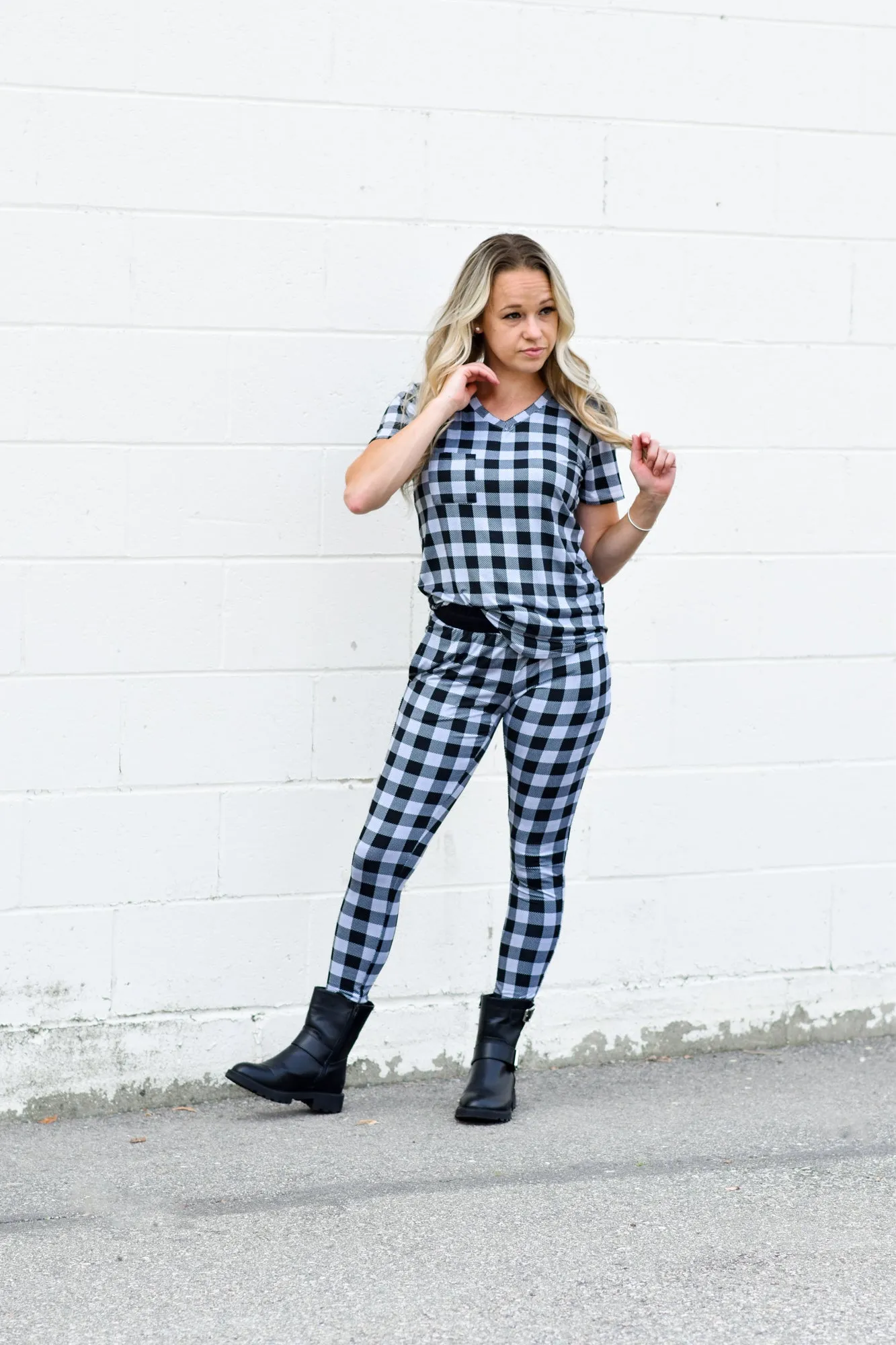 MAMA JOGGERS- Grey Buffalo Plaid