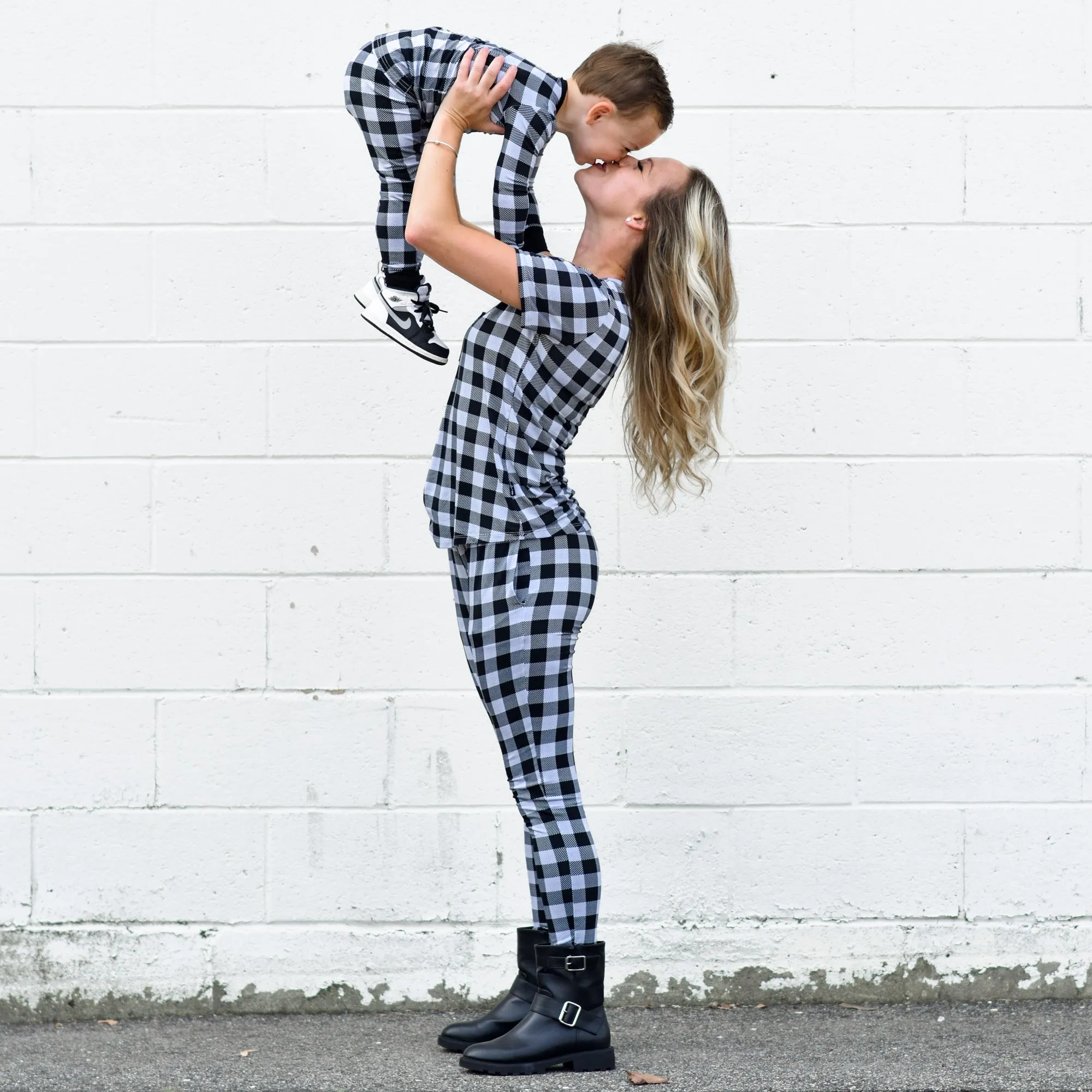 MAMA JOGGERS- Grey Buffalo Plaid