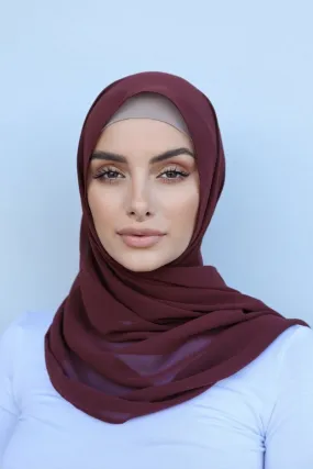 Maroon Plain Chiffon Hijab