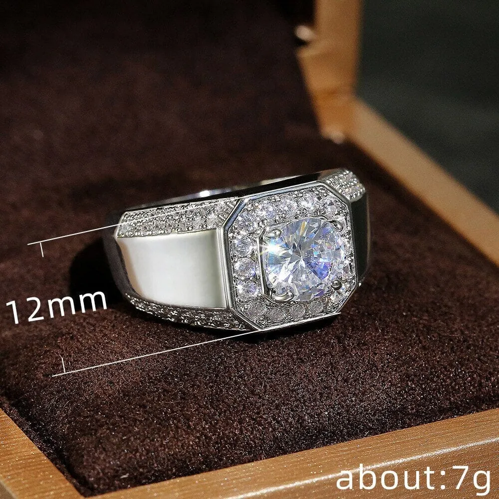 Men Luxury Zircon Silver Ring