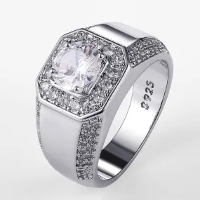 Men Luxury Zircon Silver Ring