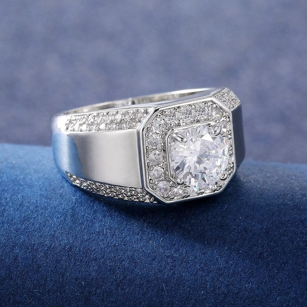 Men Luxury Zircon Silver Ring