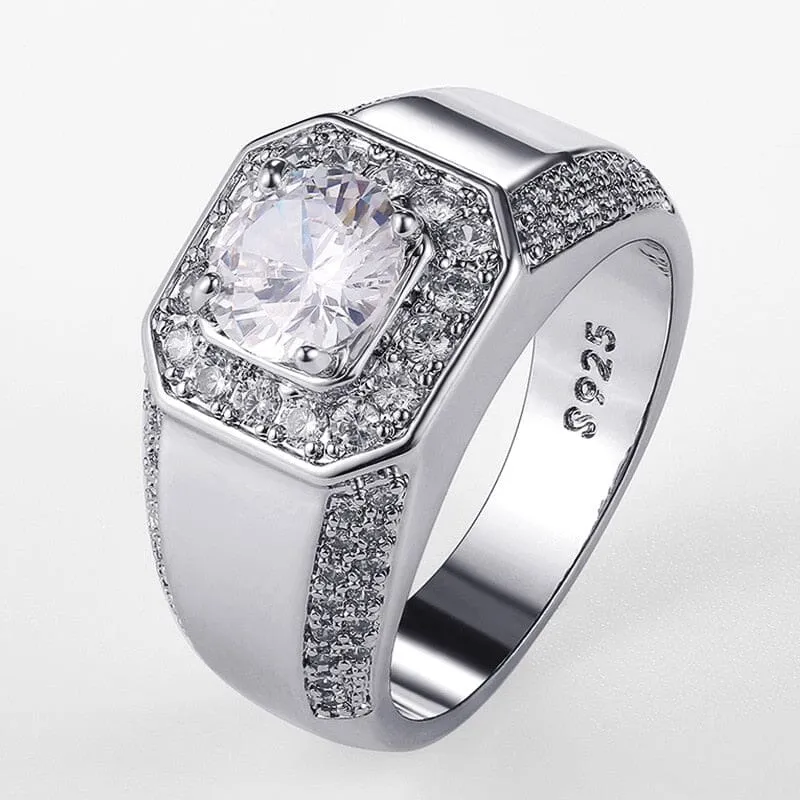 Men Luxury Zircon Silver Ring