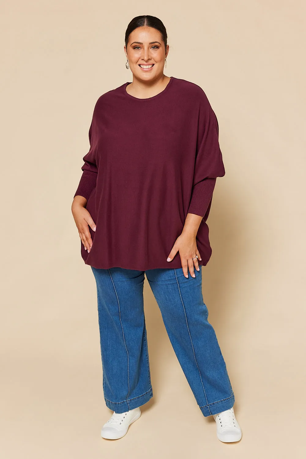 Mia Oversized Jumper in Plum