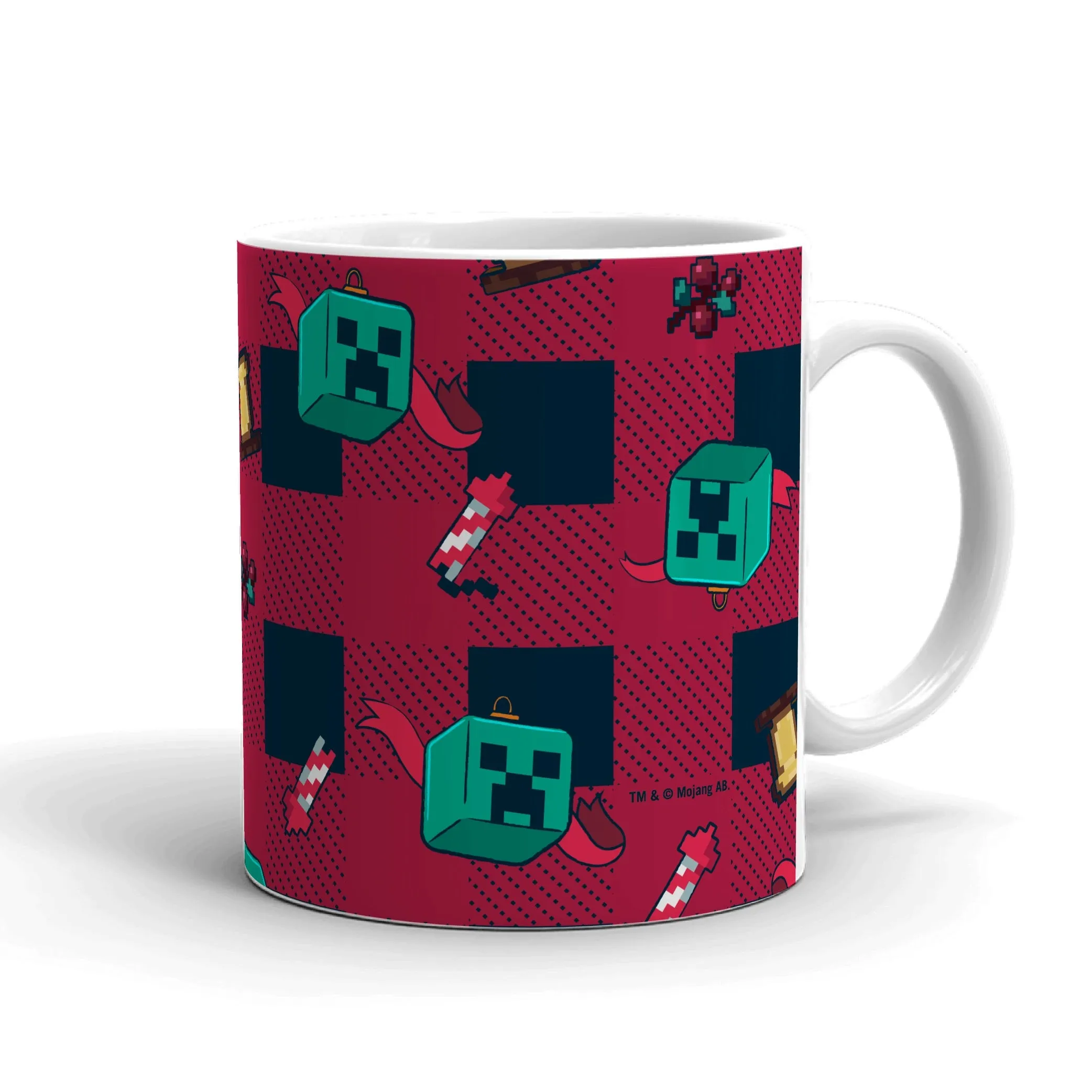 Minecraft Creeper Plaid White Mug