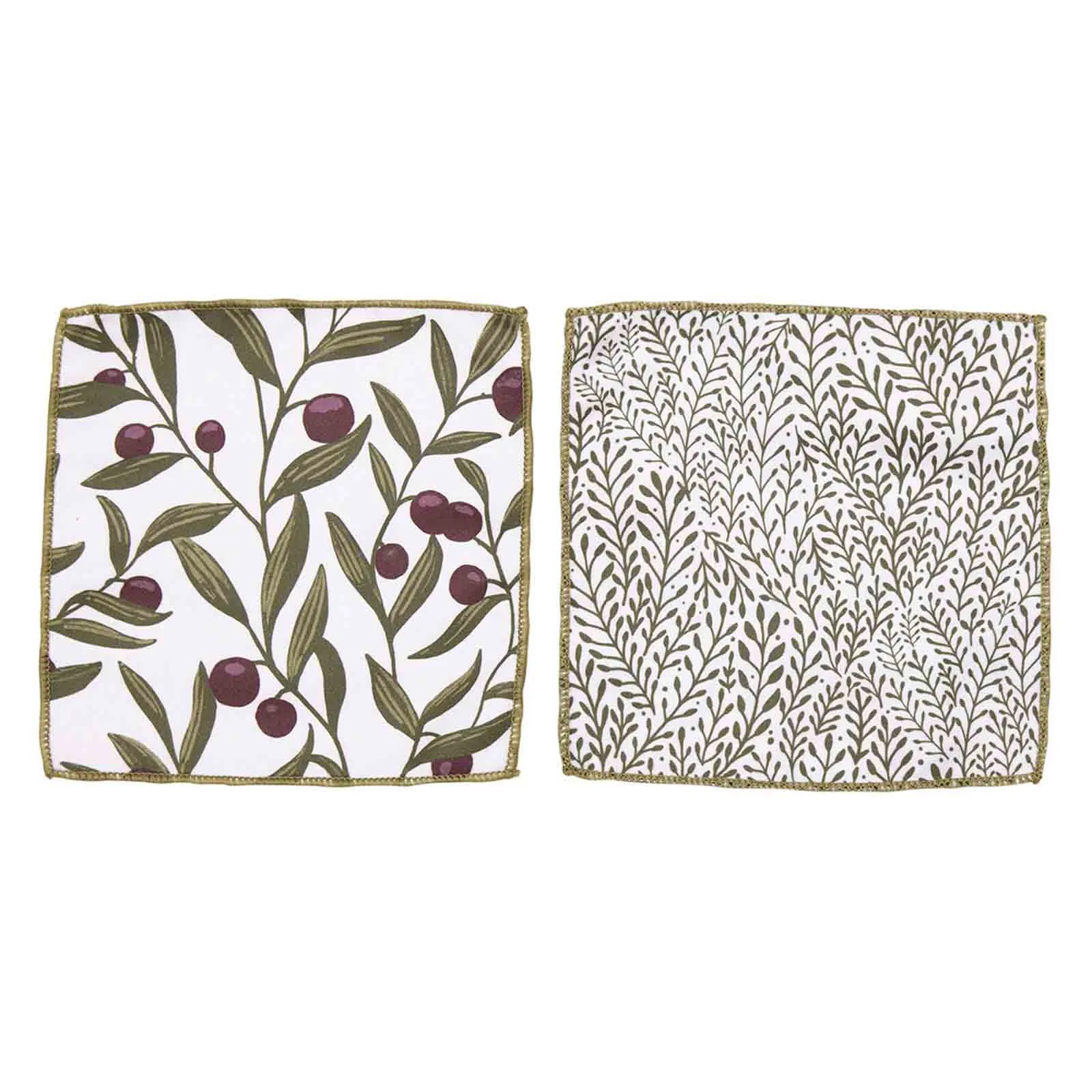 Olives Patterned Reusable Cocktail Napkins - Set of 8