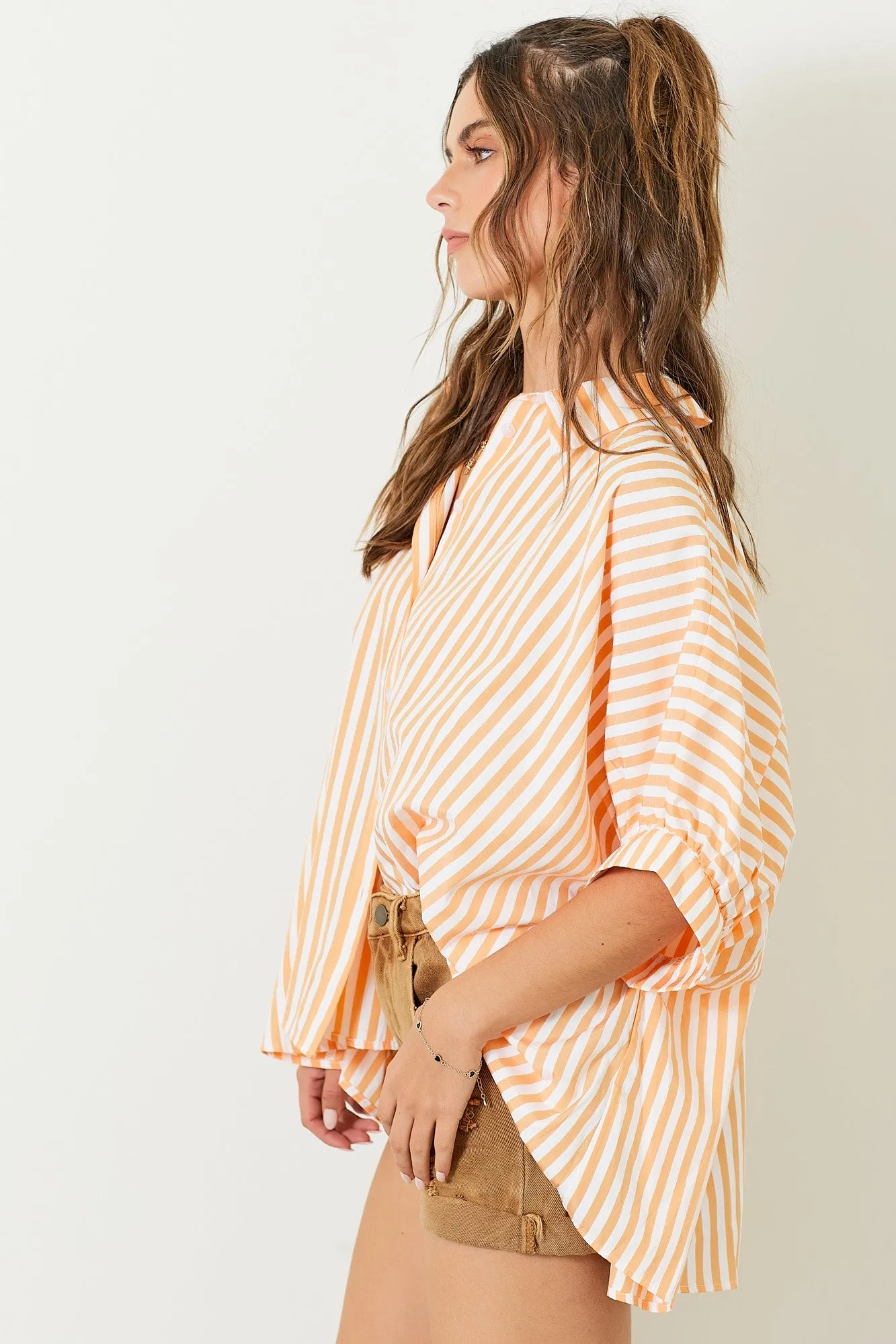 Oversized Button Down Striped Shirt