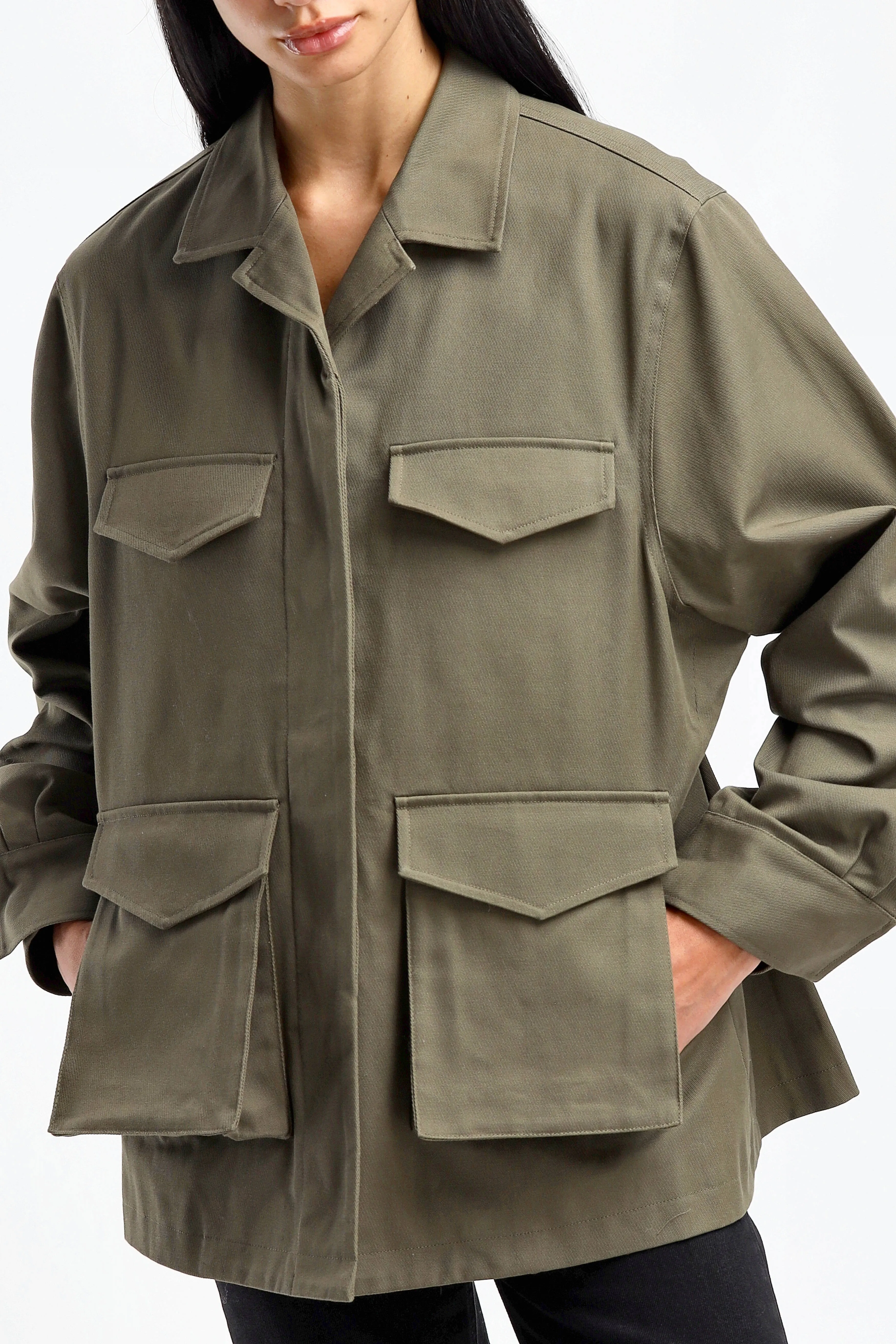 Oversized Jacke Army in Khaki