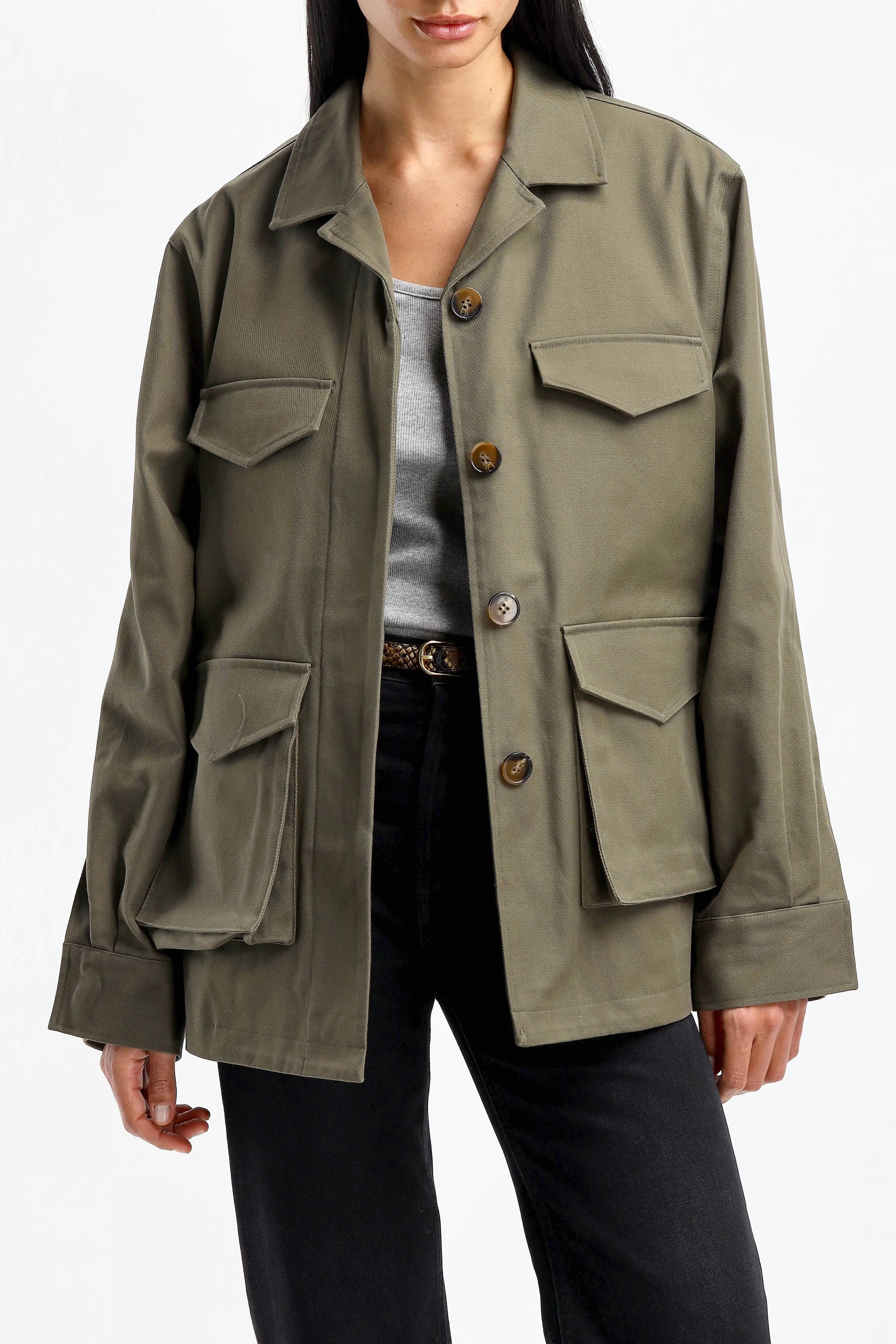 Oversized Jacke Army in Khaki