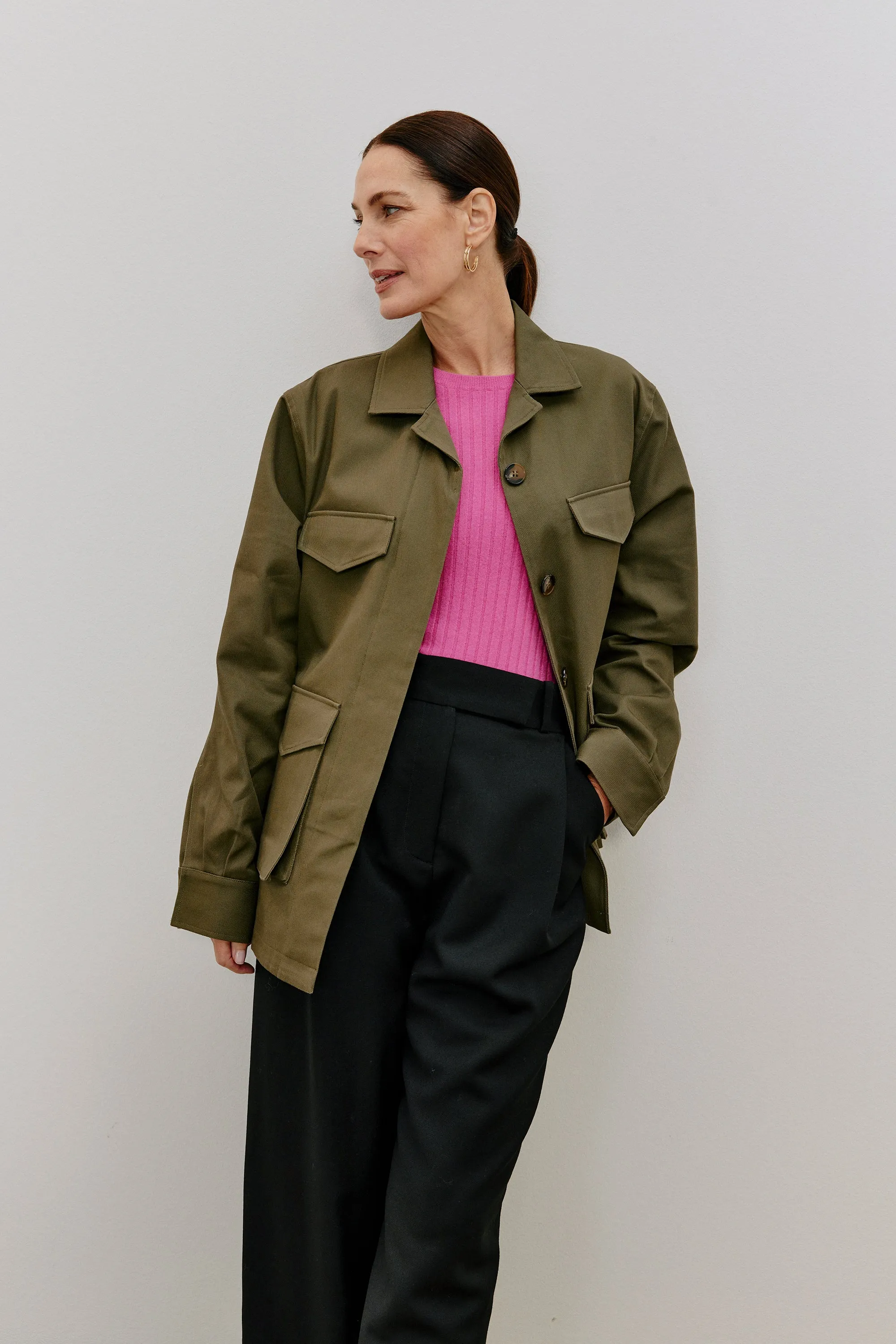 Oversized Jacke Army in Khaki