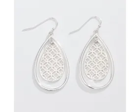 Patterned Silver Teardrop Earrings