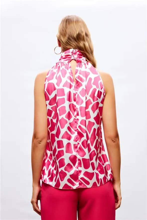 Patterned Sleeveless Blouse - PINK