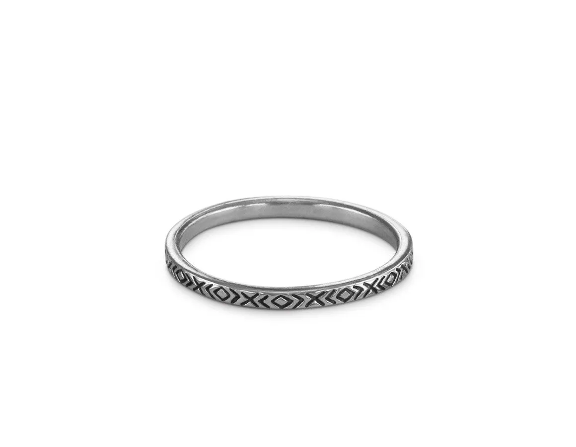 Patterned Stacking Ring - Silver