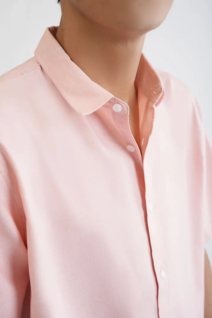 Pink Plain Short Sleeve Shirt 4303