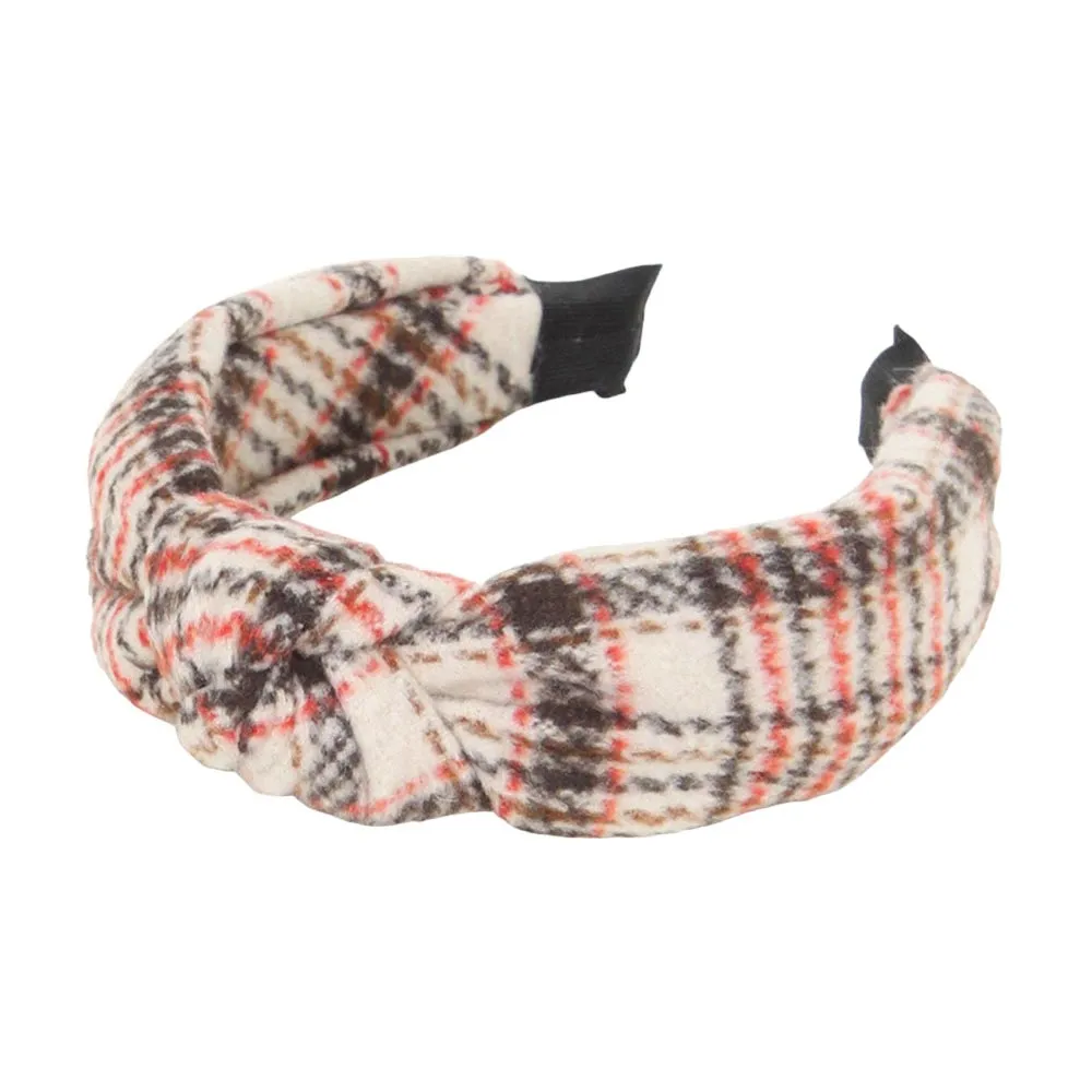 Plaid Check Patterned Knot Burnout Headband