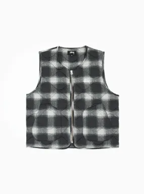 Plaid Nylon Liner Vest Black