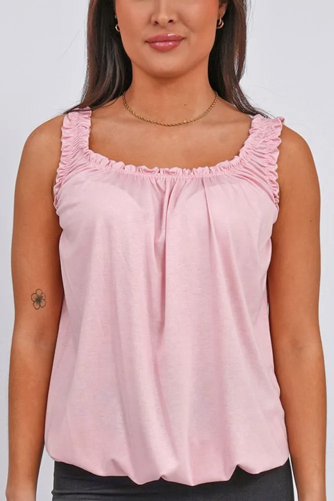 Plain Elasticated Gather Vest Top