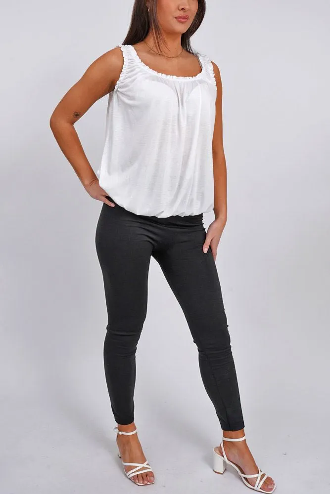 Plain Elasticated Gather Vest Top