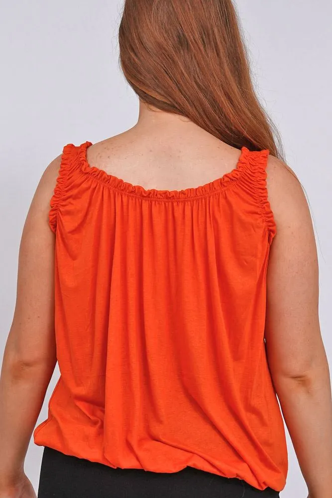 Plain Elasticated Gather Vest Top