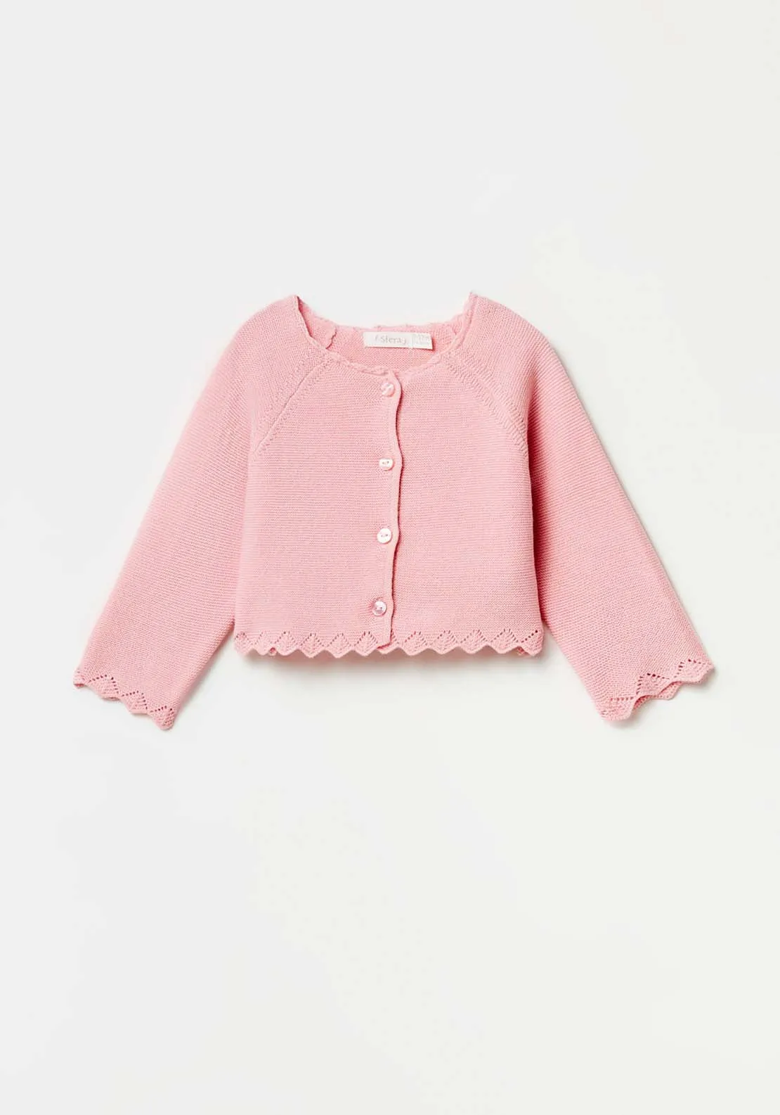 Plain Knit Cardigan - Pink