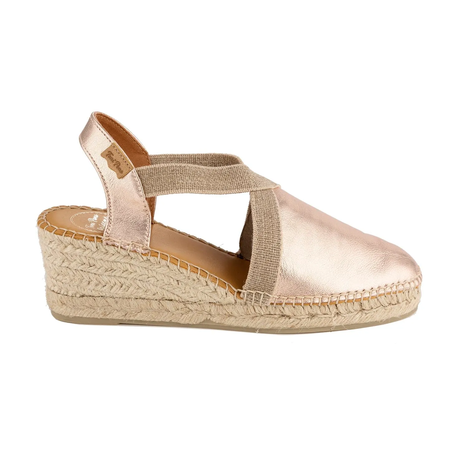 Plain Leather Wedge Espadrille for Women - Tossa