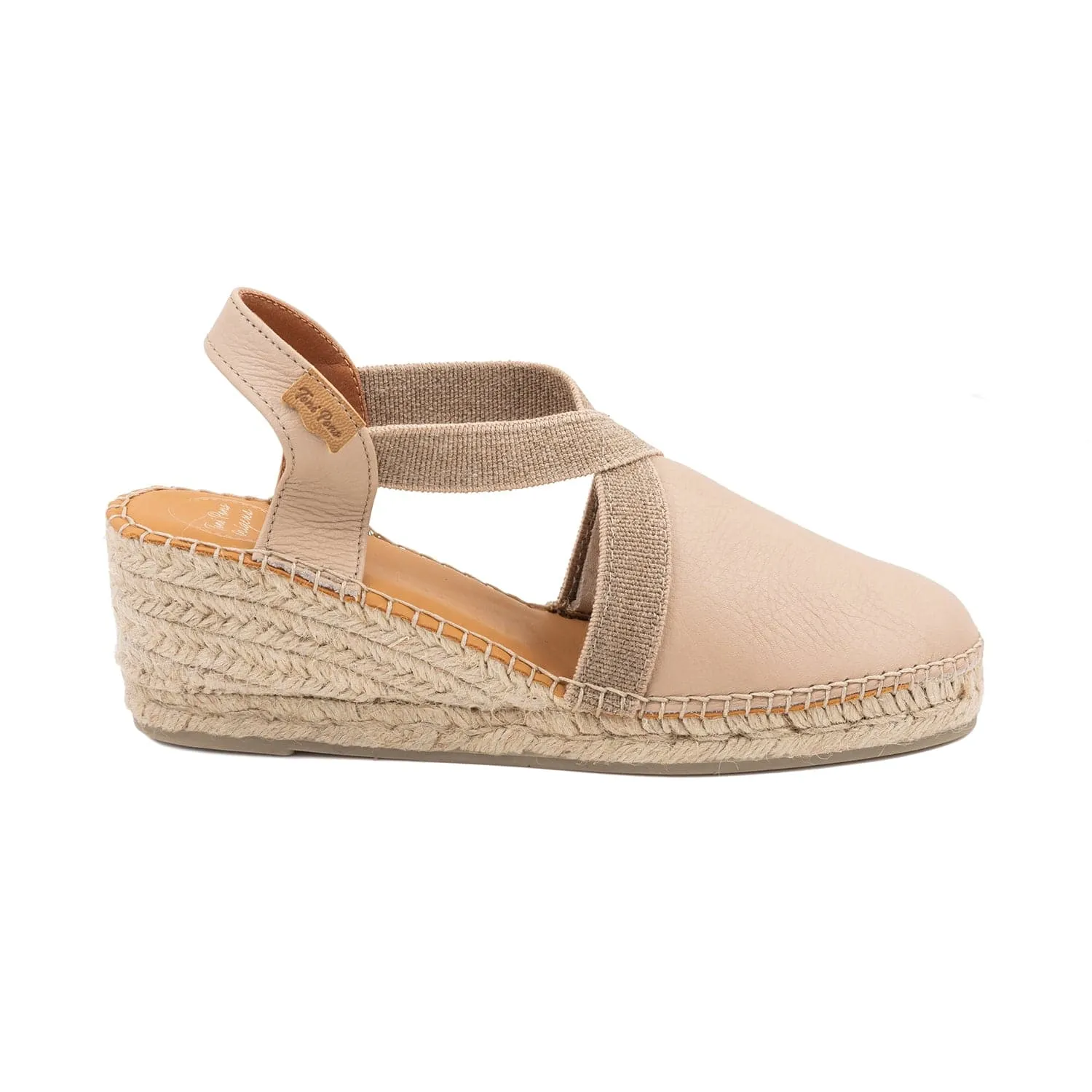 Plain Leather Wedge Espadrille for Women - Tossa