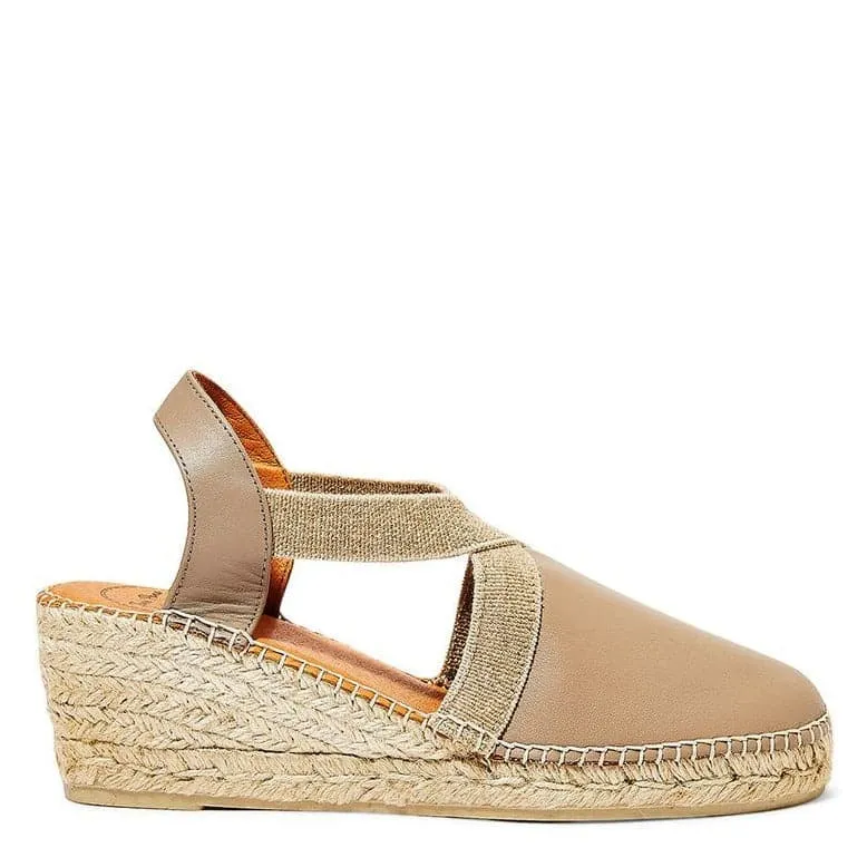 Plain Leather Wedge Espadrille for Women - Tossa