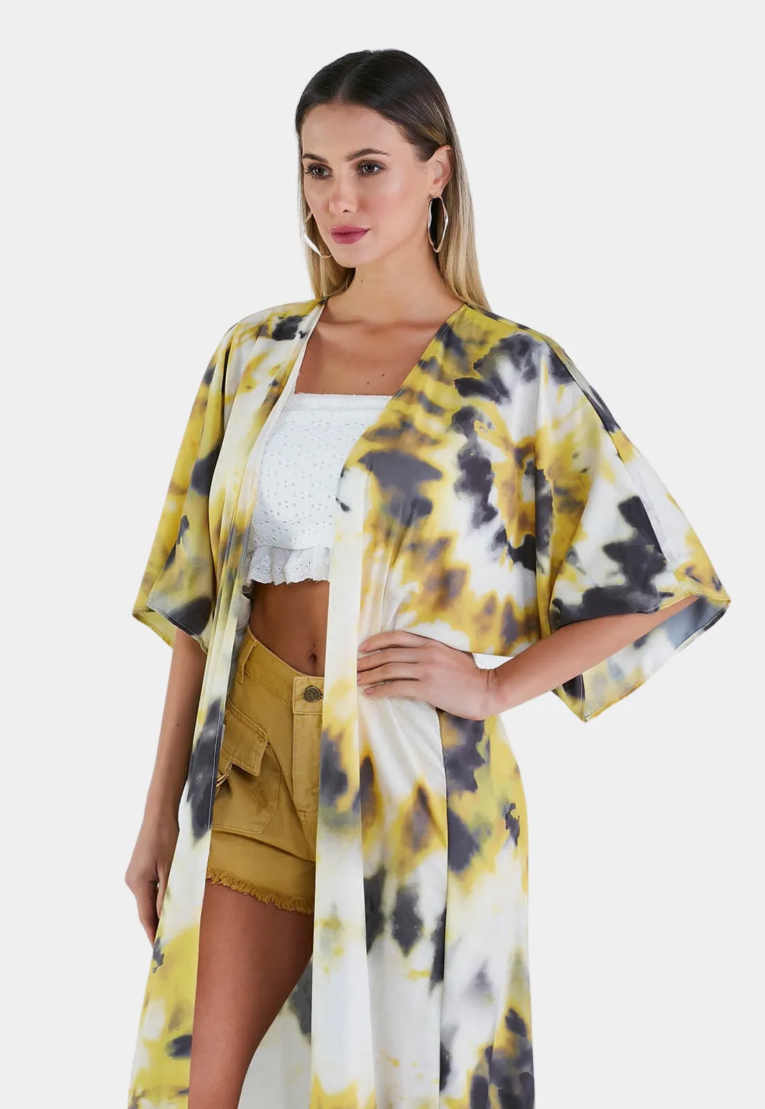 Printed Fringe Kimono